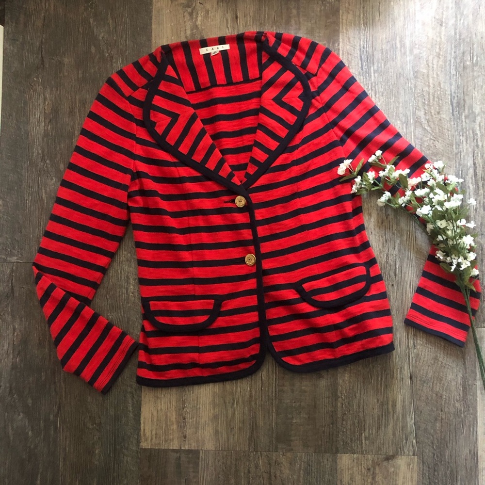 CAbi Red and Navy Striped Blazer